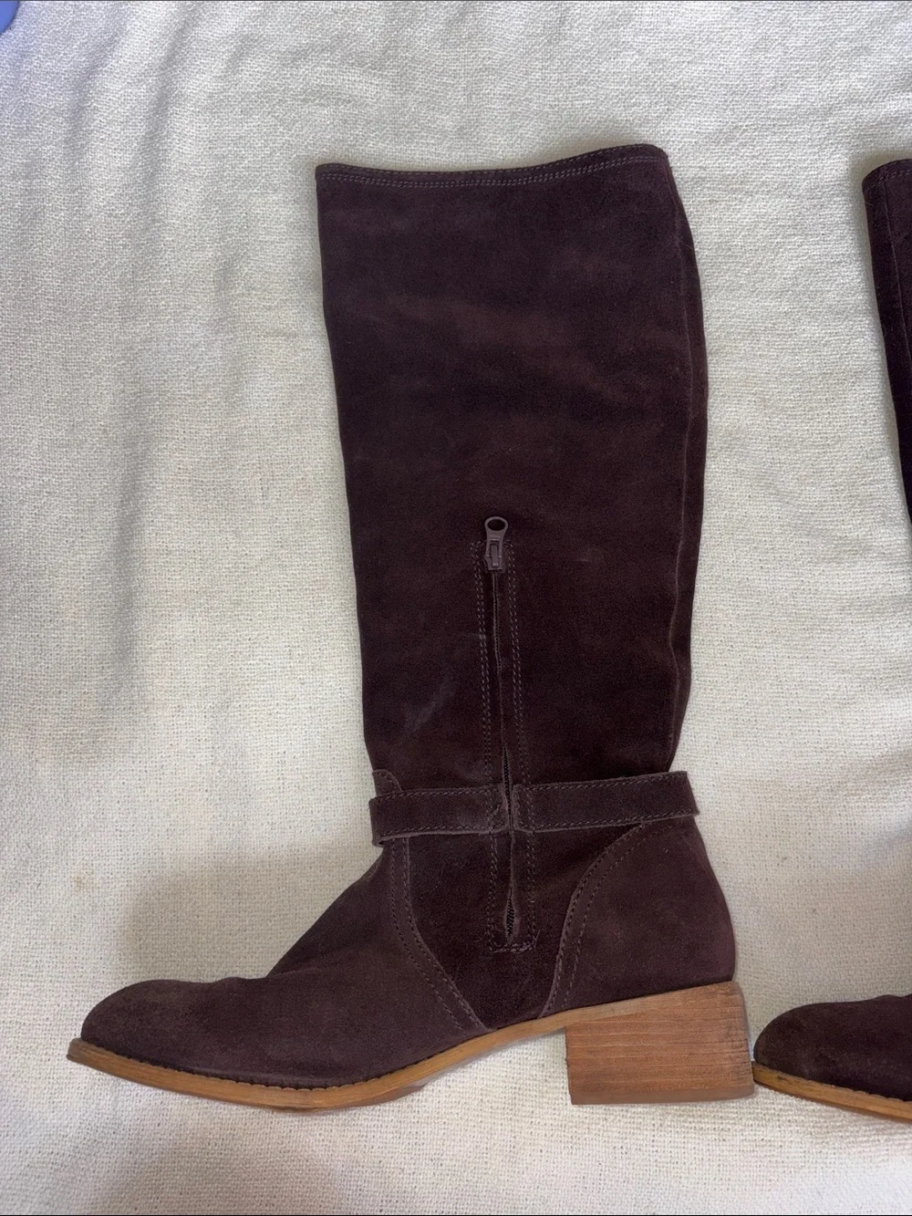 Boden Dark Brown Suede Over-the-Knee Boots with Teal Lining